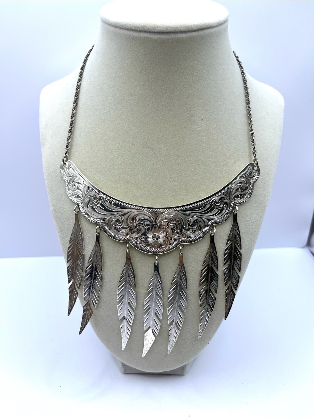 Montana Silversmiths Ornate Silver Feather Fringe Necklace